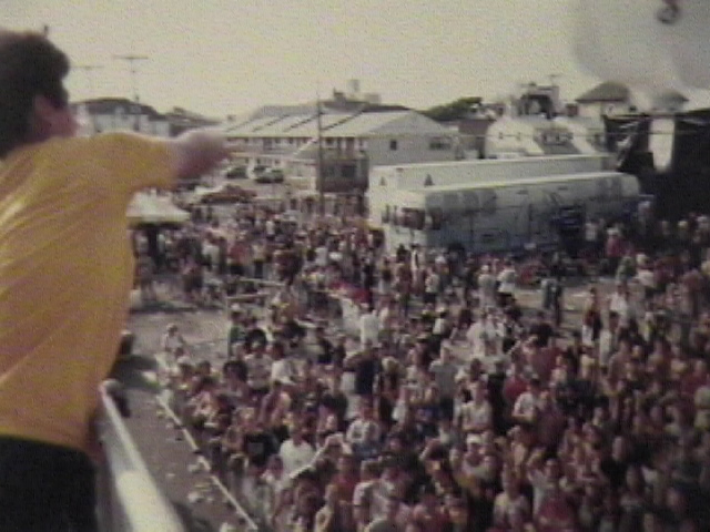 Tossing free product to crowd at Warped Tour in Asbury Park, NJ